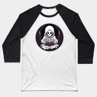 Grim Reaper Book Lover Baseball T-Shirt